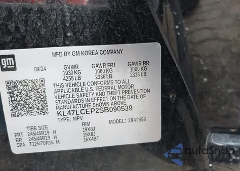 2025 Buick Envista Avenir Fwd z USA, uszkodzony, nr VIN KL47LCEP2SB090539